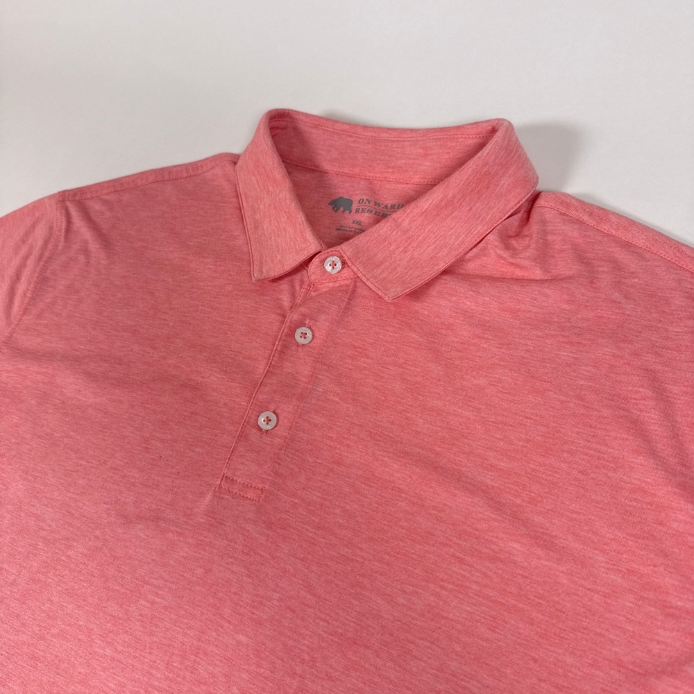 Onward Reserve Polo Shirt Mens XXL Pink Heather Short Sleeve Performance Preppy